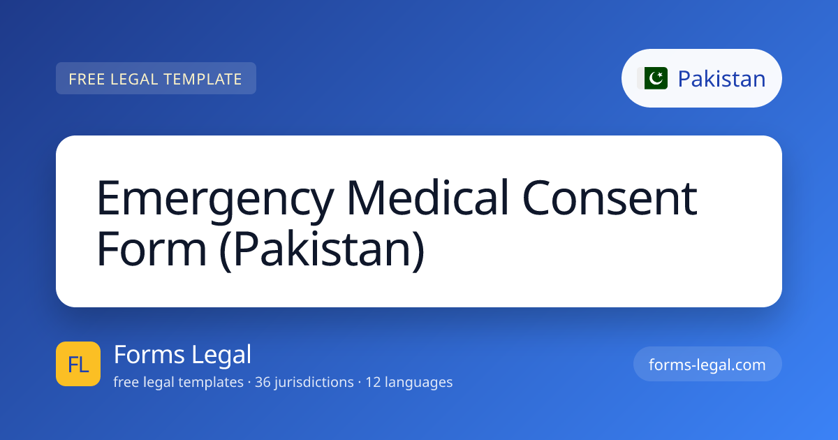 Free Emergency Medical Consent Form Pakistan | PDF & Word